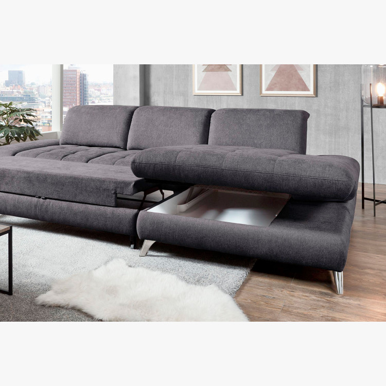 Rohová sedací souprava Carolina šedá - roh v pravo