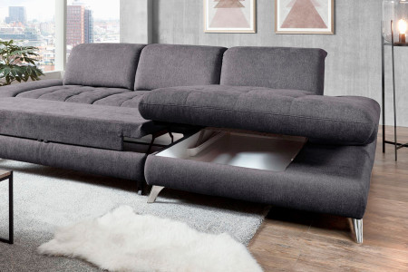 Rohová sedací souprava Carolina šedá - roh v pravo