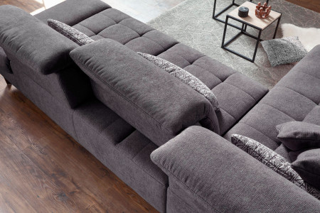 Rohová sedací souprava Carolina šedá - roh v pravo