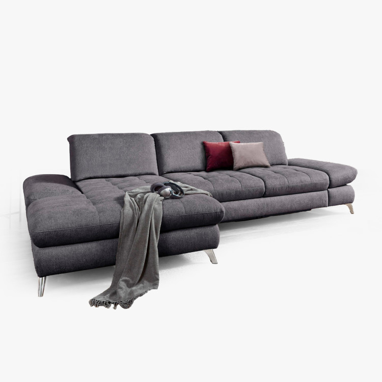 Rohová sedací souprava Carolina šedá - roh v lavo