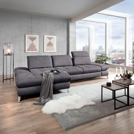 Rohová sedací souprava Carolina šedá - roh v lavo