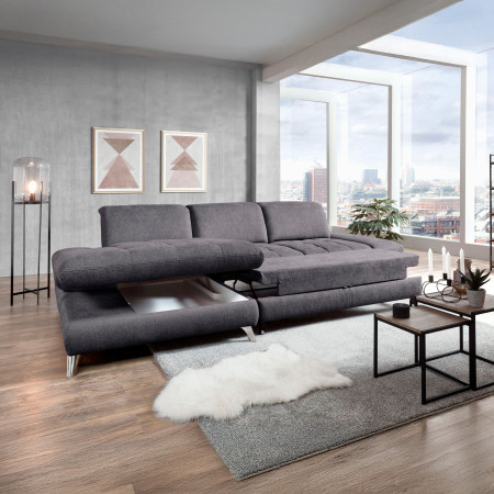 Rohová sedací souprava Carolina šedá - roh v lavo