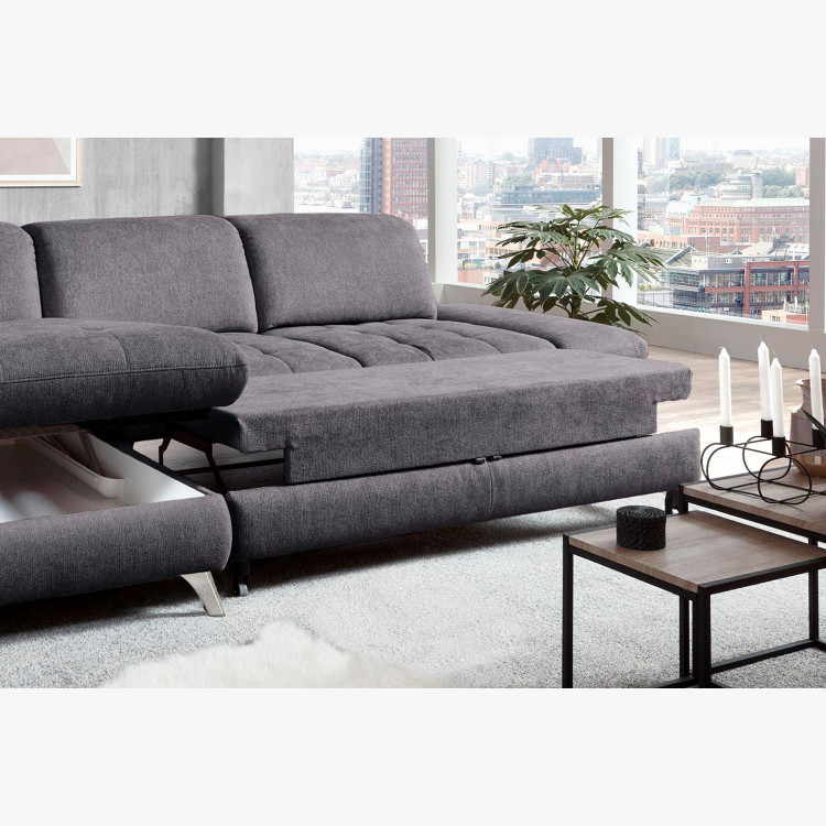 Rohová sedací souprava Carolina šedá - roh v lavo