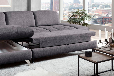 Rohová sedací souprava Carolina šedá - roh v lavo