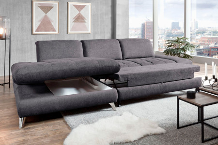 Rohová sedací souprava Carolina šedá - roh v lavo