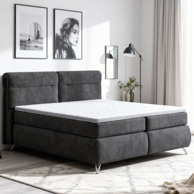 Boxspring postel antracit 160 cm s úložným prostorem Treviso