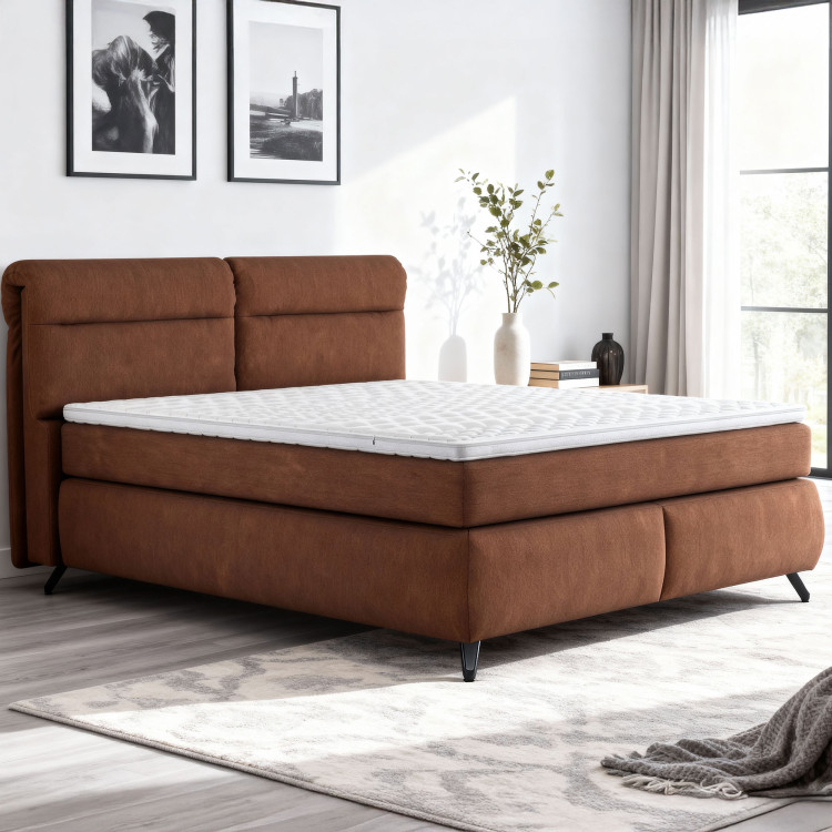 Boxspring postel oranžová 180 cm s úložným prostorem Treviso