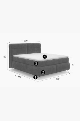 Boxspring postel oranžová 180 cm s úložným prostorem Treviso 2