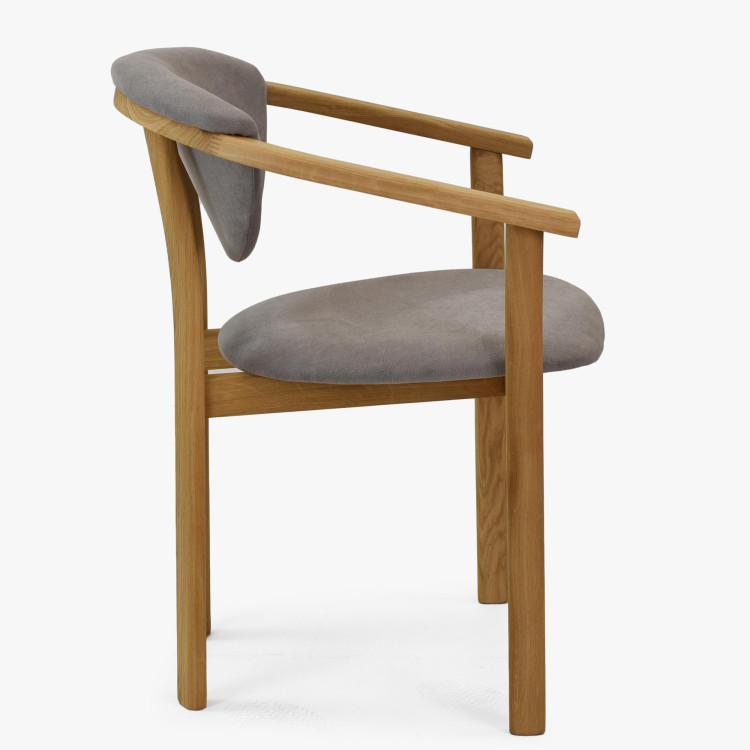 Křesílko do jídelny dubové - Alexandra šedé barva