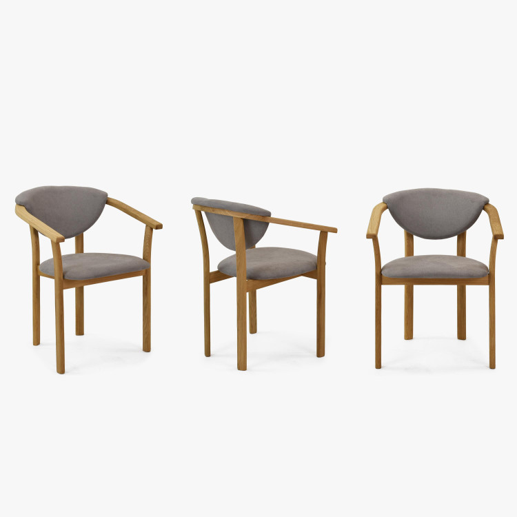 Křesílko do jídelny dubové - Alexandra šedé barva