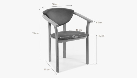 Křesílko do jídelny dubové - Alexandra šedé barva