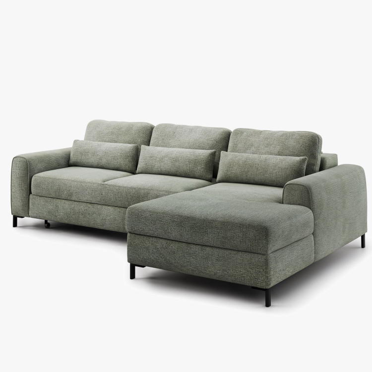 Rohová sedací souprava s funkcí spaní a úložným prostorem prava