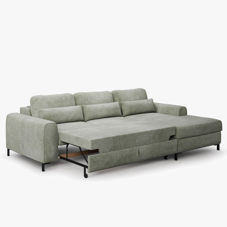 Rohová sedací souprava s funkcí spaní a úložným prostorem prava