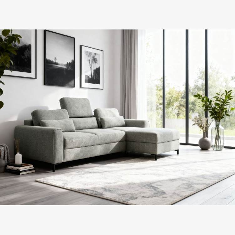 Rohová sedací souprava s funkcí spaní a úložným prostorem prava