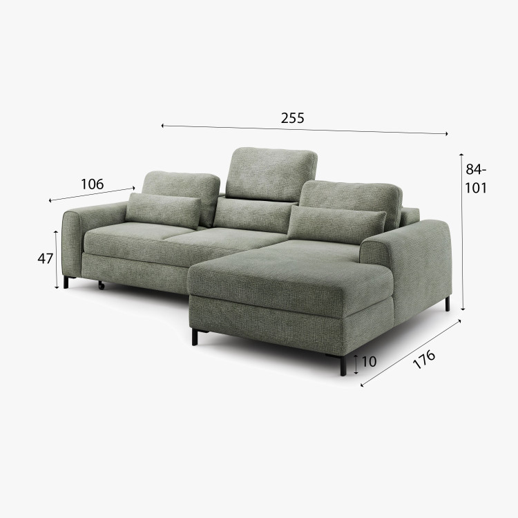 Rohová sedací souprava s funkcí spaní a úložným prostorem prava