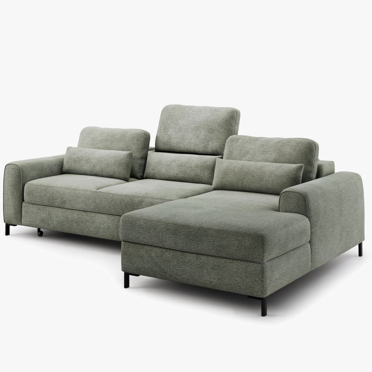 Rohová sedací souprava s funkcí spaní a úložným prostorem prava