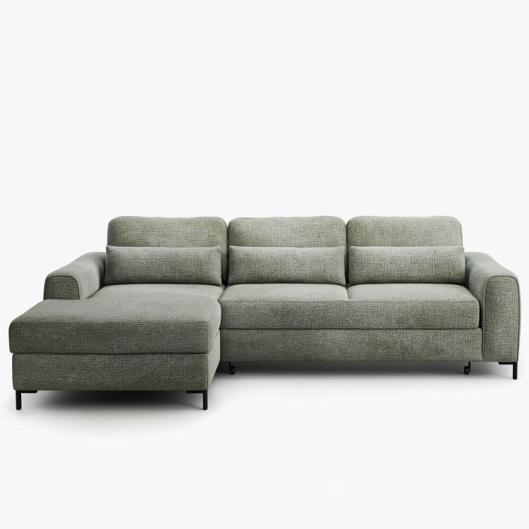 Rohová sedací souprava s funkcí spaní a úložným prostorem leva