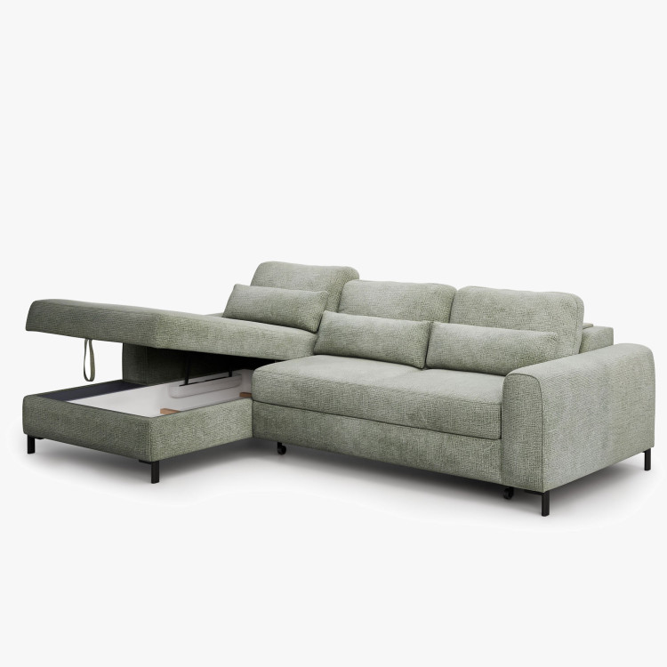 Rohová sedací souprava s funkcí spaní a úložným prostorem leva