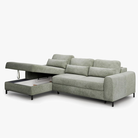 Rohová sedací souprava s funkcí spaní a úložným prostorem leva