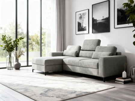 Rohová sedací souprava s funkcí spaní a úložným prostorem leva