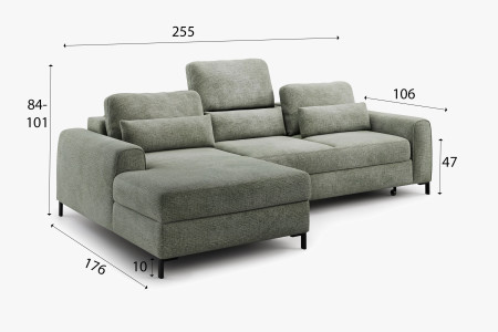 Rohová sedací souprava s funkcí spaní a úložným prostorem leva