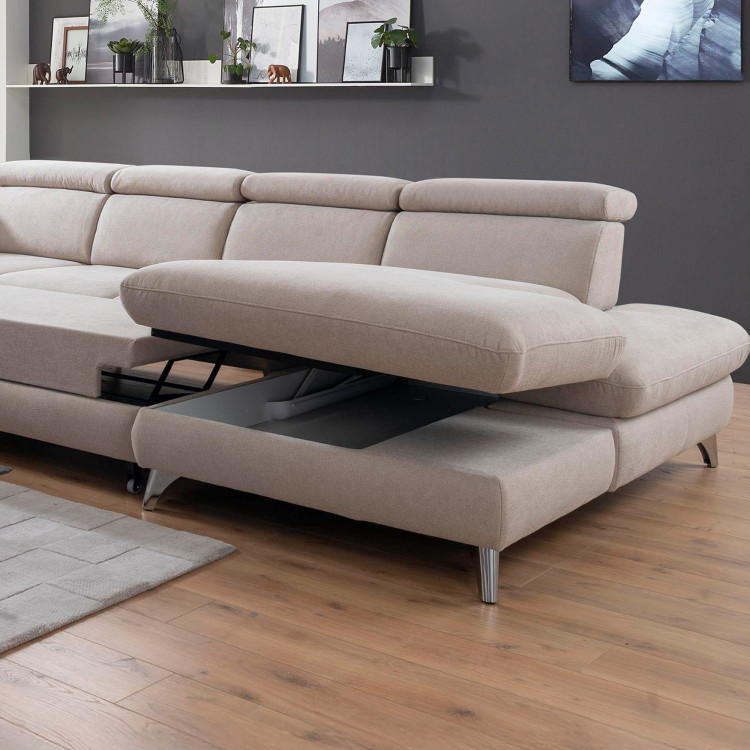 Sedací souprava Carolina ve tvaru písmene U s možností funkcí, béžová