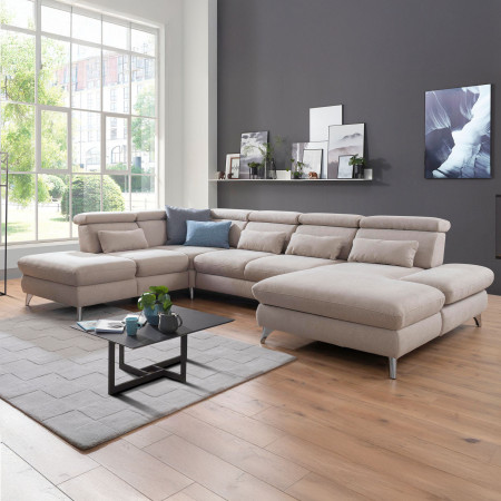 Sedací souprava Carolina ve tvaru písmene U s možností funkcí, béžová