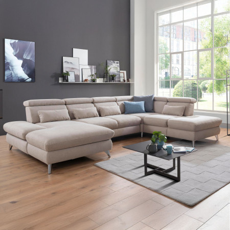 Sedací souprava Carolina ve tvaru písmene U s možností funkcí, béžová