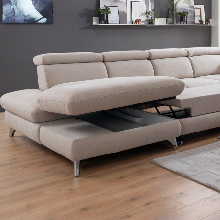 Sedací souprava Carolina ve tvaru písmene U s možností funkcí, béžová