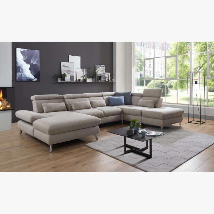 Sedací souprava Carolina ve tvaru písmene U s možností funkcí, béžová