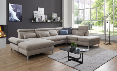 Sedací souprava Carolina ve tvaru písmene U s možností funkcí, béžová