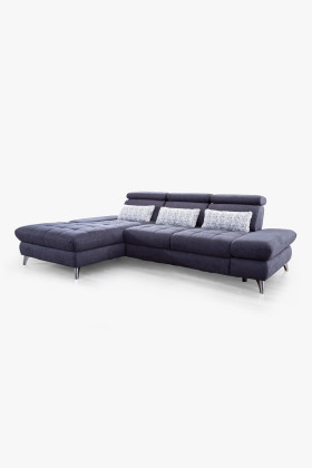 Ecksofa Karolina L-Form Stoff dunkelgrau mit Metallbeinen
