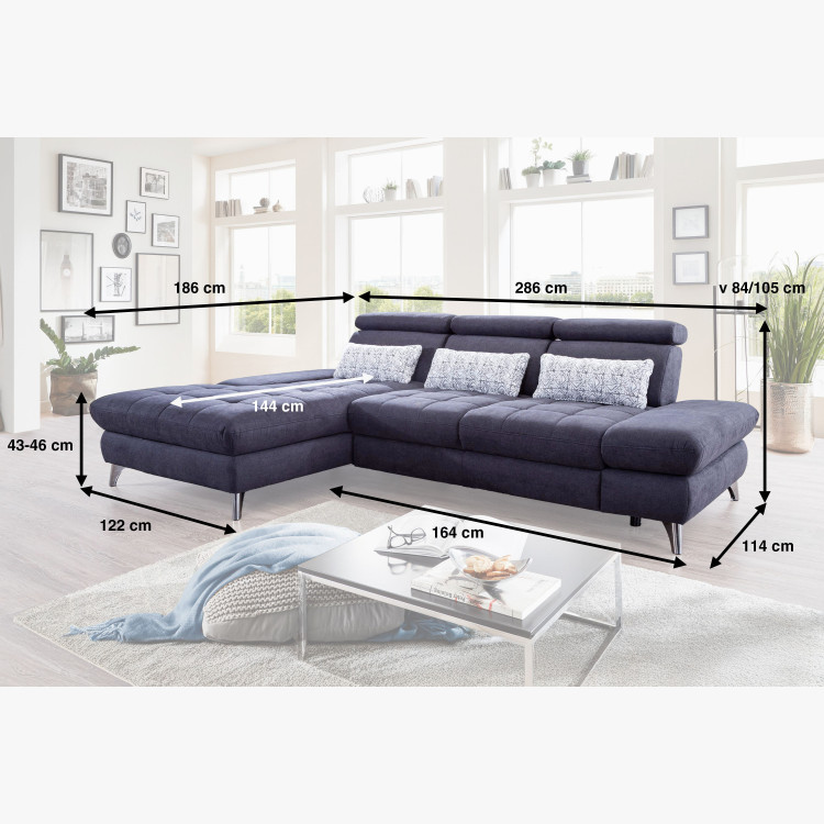 Rohová sedačka Carolina s možností funkcí, Roh vlevo