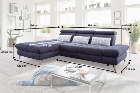 Rohová sedačka Carolina s možností funkcí, Roh vlevo
