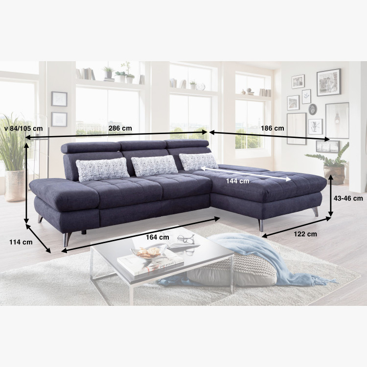 Rohová sedačka Carolina s možností funkcií, Roh vpravo