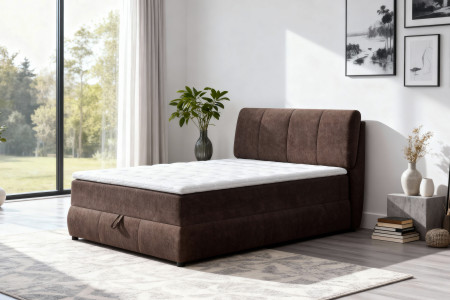 Boxspring kontinentální postel s úložným prostorem - hnědá