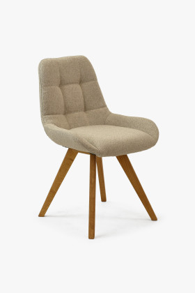 Esszimmerstuhl Stoff mattgrau mit Naturholzbeinen bequem