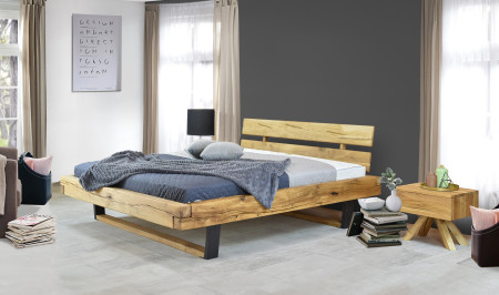 Moderní postel z masívu dub na nohách, Laura 160 x 200 cm