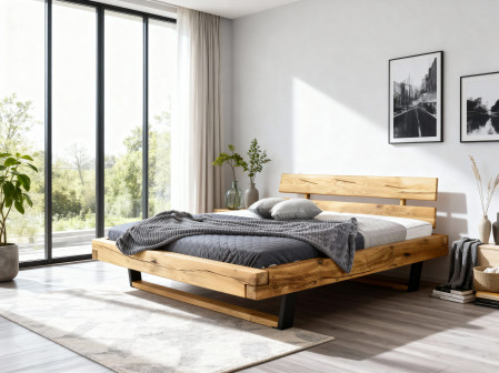 Moderní postel z masívu dub na nohách, Laura 160 x 200 cm