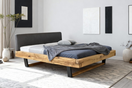 Moderní masívni postel z dub kovové nohy, Laura 180 x 200