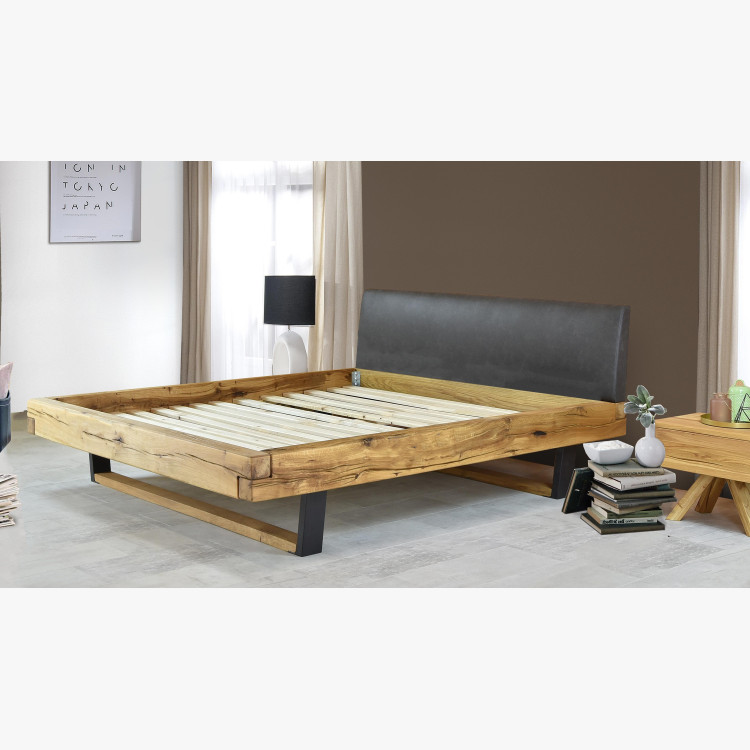 Moderní masívni postel z dub kovové nohy, Laura 160 x 200