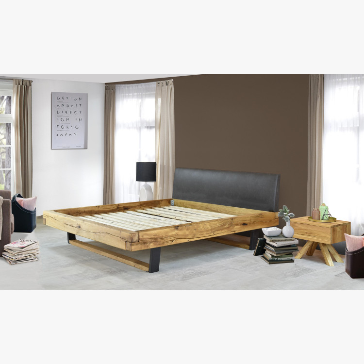 Moderní masívni postel z dub kovové nohy, Laura 160 x 200