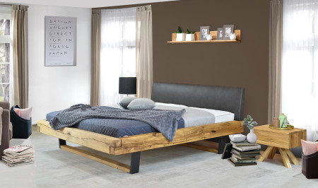 Moderní masívni postel z dub kovové nohy, Laura 160 x 200