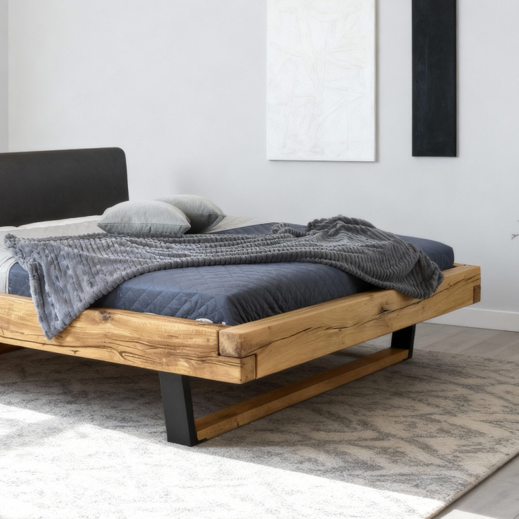 Moderní masívni postel z dub kovové nohy, Laura 160 x 200