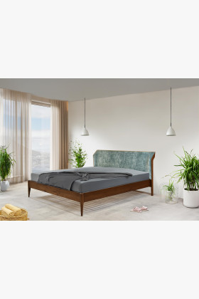 Retro postel s čaluněným čelem - zeleným 180 x 200 cm 2