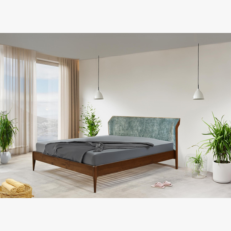 Retro postel s čaluněným čelem - zeleným 180 x 200 cm