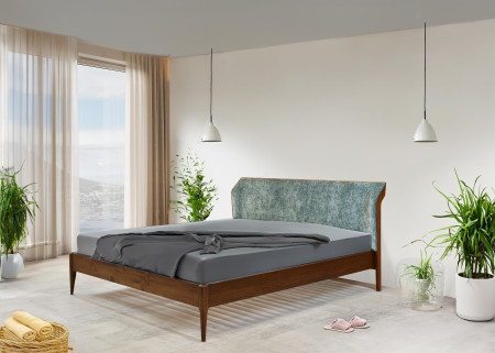 Retro postel s čaluněným čelem - zeleným 180 x 200 cm