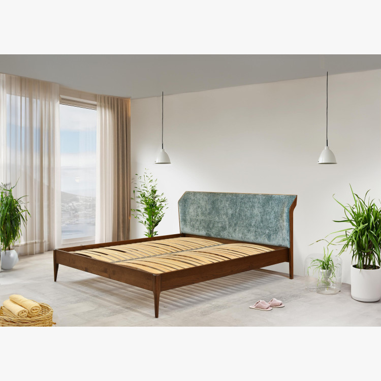 Retro postel s čaluněným čelem - zeleným 180 x 200 cm