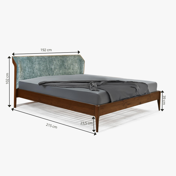 Retro postel s čaluněným čelem - zeleným 180 x 200 cm