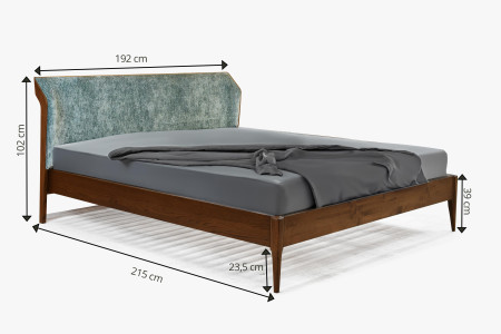 Retro postel s čaluněným čelem - zeleným 180 x 200 cm